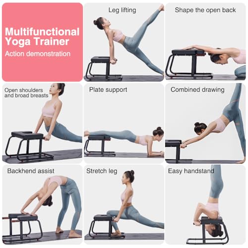 KBQ Yoga Headstand Bench, Yoga Inversion Chair, Headstand Trainer – U-Shaped Stool with 400LB Capacity, Double Armrest, Non-Slip Fitness Aid, Thick Breathable Mat, Home & Gym Stability Stool (Black) - view 5