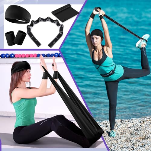 18 Pcs Home Pilates Kit for Women Pilates Ball and Ring Circle Set Yoga Fitness Essential with 5 Resistance Band Stretching Strap Non Slip Sock Ball Core Slider Wristband Headband Gym Bag - view 4
