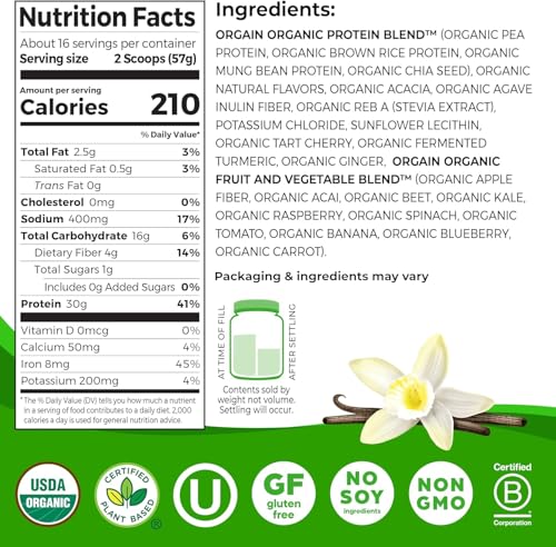 Creatine Monohydrate Powder 17.64 Oz (100 Servings) & Organic Vegan Protein Powder Vanilla 2.01lb Bundle - Muscle Growth & Recovery Support - view 3