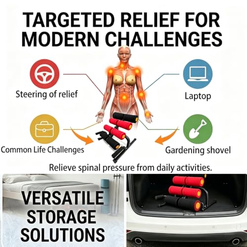 Mini Inversion Table with Rollers for Back Pain Relief Easy to Assemble Back Extension Machine with 297LBS Weight Capacity Spinal Decompression Table for Home Gym Red - view 4