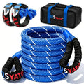 1.26" x 30FT Kinetic Recovery Rope Kit,8.5 Ton (18,666Lbs) Working Load Nylon Tow Rope with Reflective Stripe,1/2in x 24in Soft Shackles,56,000Lbs Break Strength Heavy Duty Tow Strap,Blue