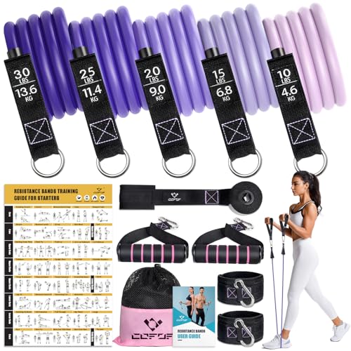 Resistance Bands with Handles for Women, 5 Level Exercise Bands