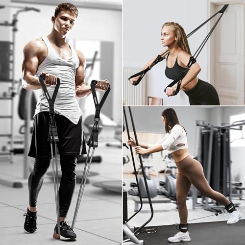 Heavy Resistance Bands for Working Out, 300lbs/360lb/420lb Exercise Bands Workout Bands with Handles, Door Anchor, Ankle Straps, Home Gym Workout Equipment for Men Fitness Strength Training Stretching - view 6