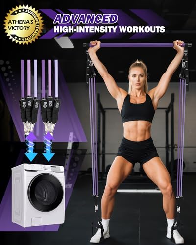 Upgraded Pilates Bar Kit with Resistance Bands Natural Latex for Women & Men, Heavy-Duty Stainless Steel Multifunctional Yoga Pilates Stick for Home Gym Exercise Fitness Equipment Full-Body Workouts - view 2