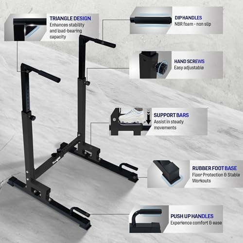 Adjustable Dip Stand with Push-Up Handles, 500 lb Capacity - view 3