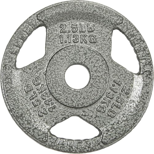 1 inch or 2 inch Cast Iron Weight Plate Set with Multi-Grip Handles and Enamel Coated for Barbells & Strength Training - Grey