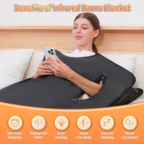 Infrared Sauna Blanket for Home: Portable Design Full Body Detox Therapy with Deep Heat Relaxation - Far Infrared Heating Adjustable 86-176℉ & 20-60 Min Timer 71 x 31.5Inch PVC-01 - view 2