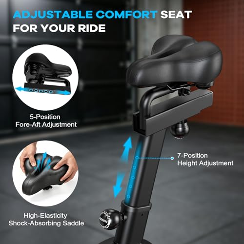Air Resistance Fan Exercise Bike, Upright Stationary Indoor Cycling Bike with Bluetooth Connection, Dual Action Handlebars and Dual-Layer Transmission System for Home Gym Cardio Training - view 5