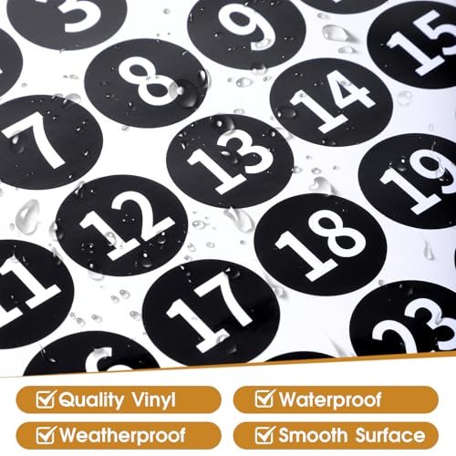 1-25 Consecutive Number Stickers, 5 Sheets 1.2 Inch Self-Adhesive Small Circle Vinyl Numbered Decal Labels Waterproof for Fitness Equipment Inventory Storage Boxes Toolbox Lockers(Black) - view 4
