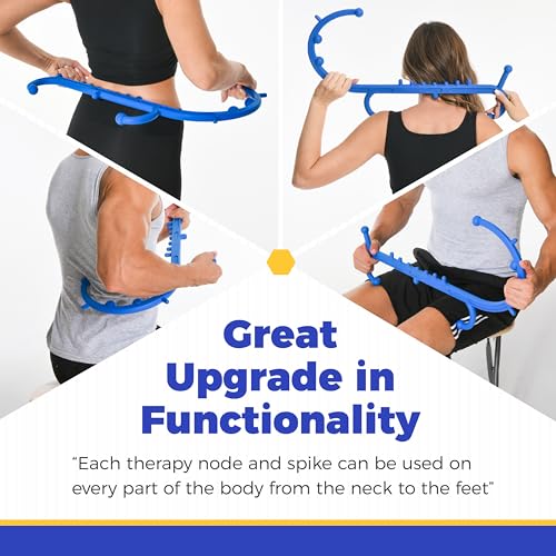 Deep Tissue Back & Neck Massager - Back Massager Stick for Pain Relief, Muscle Knot Remover, Trigger Point Massage Tool for Full Body, Shoulders, Legs - Pressure Point Massage Tool (Blue) - view 5