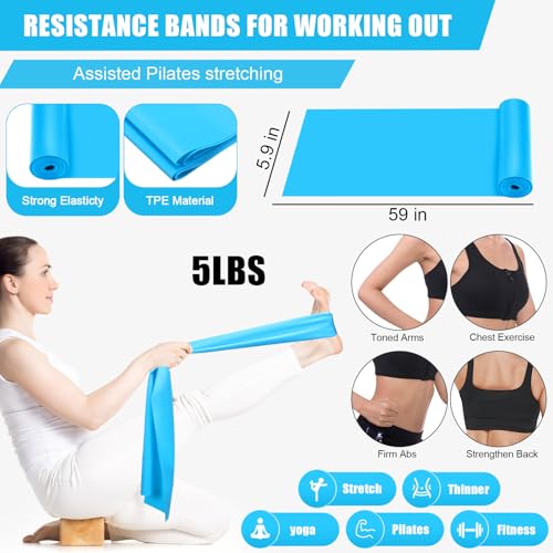 10 Pcs Pilates Ring Blocks Set for Women Home Yoga Equipment Accessories Pilates Ring Circle and Ball Workouts Gift Include Ball Yoga Circle Resistance Bands Block Straps Gym Bag - view 2