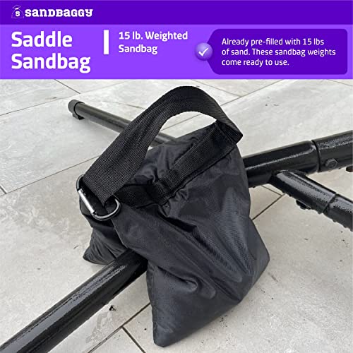 Saddle Sandbags (Black) - Comes Pre Filled with 15 lbs. of Sand (25 lb. Weight Capacity) - Weights for Photography, Tents, Outdoor Equipment - view 4