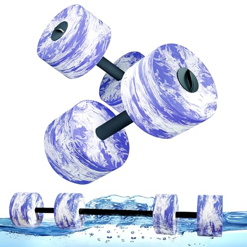 3-in-1 Aquatic Exercise Dumbbells, Adjustable Water Weights for Pool Exercise, High-Density EVA Foam Barbell for Water Aerobics Equipment, Physical Therapy & Joint-Friendly Strength Training