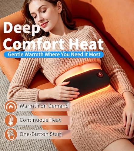 Portable Heating Pad Cordless Period Heating Pad for Cramps Menstrual Heat Pad Electric Rechargeable Battery Included 5000mAh for Long Time Use Heat Control - view 2