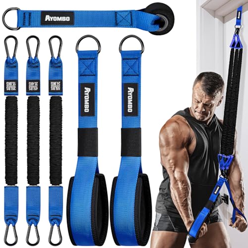 Home Gym Tricep Rope Workout Equipment, Heavy Resistance Bands with Handles, Door Anchor, Pull Down Attachment for Triceps, Biceps, Arms,Chest,Back Exercise, Best Replacement for Cable Machines