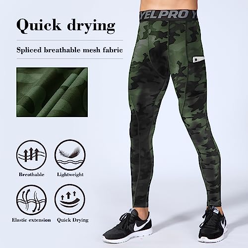 Mens Compression Pants Athletic Leggings with Pockets Running Baselayer Tights Cycling Workout Pants 1-3 Pack - view 4