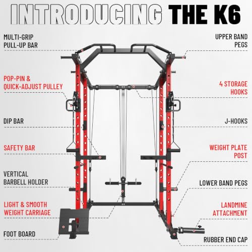 Power Cage, Power Rack with Cable Crossover System, 1500LBS Squat Rack with LAT Pull Down System, Workout Cage with Pulley System for Fitness Home Gym - view 3