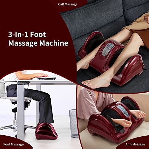 Shiatsu Foot Massager Machine, Deep Kneading Rolling Massage for Feet, Leg Calf Ankle, Electric Massager w/Remote, 4 Massage Modes, Burgundy - view 3