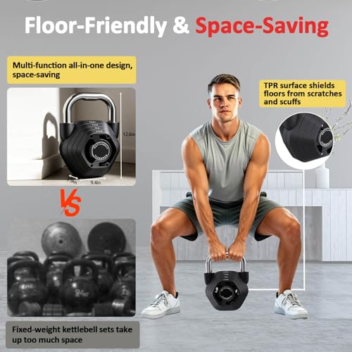 2-in-1 Adjustable Kettlebell, 15-45lbs Kettlebells Weight Set - view 5
