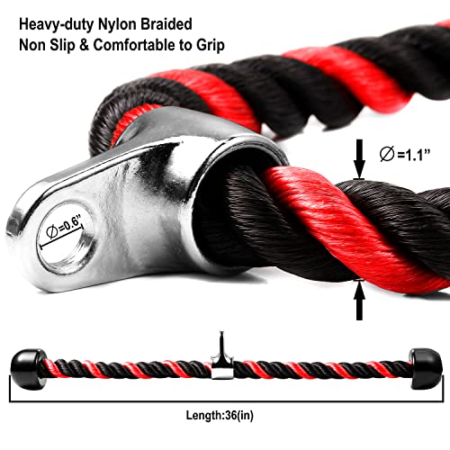 Tricep Rope Cable Attachment for Gym, 27 & 36 Inch, Non-Slip Grip - view 3