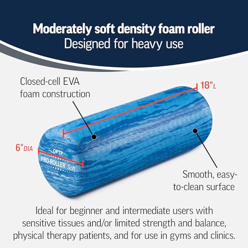PRO-Roller Soft Density Foam Roller – Round, Short Blue, 18" x 6" - view 3