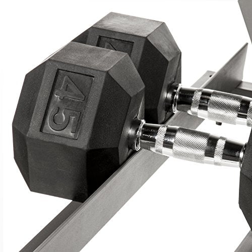 3-Tier Dumbbells Weight Storage Rack, Holds 5-50 Pound Hex Dumbbells Weight Set (10 Pairs Capacity), Gray or Black - view 5