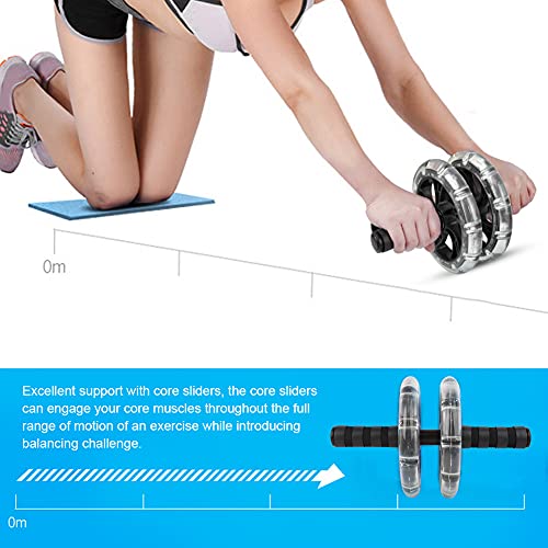 Fitness Roller with Bearing Abdominal Exerciser, Dual - Wheel Core Trainer with Pull Strap Set, Quiet ABS Wheels and Anti - Slip Foam Handles for Home Waist Slimming - view 2