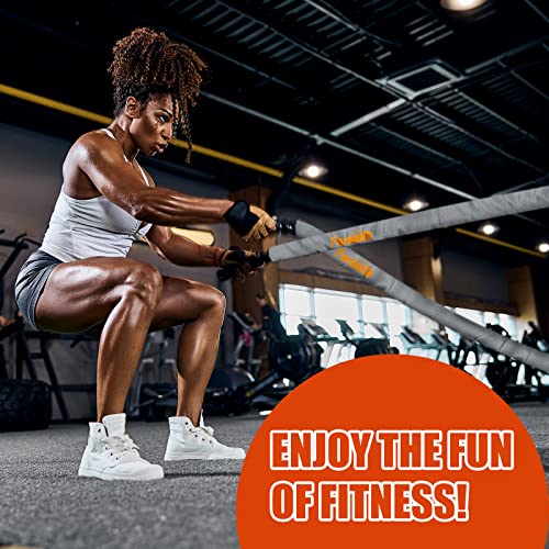 Poly Battle Rope with Cloth Sleeve -1.25/1.5/2 Inch Diameter 30' 40' 50' Lengths -Gym Muscle Toning Metabolic Workout Fitness, Battle Ropes for Home Gym - view 6