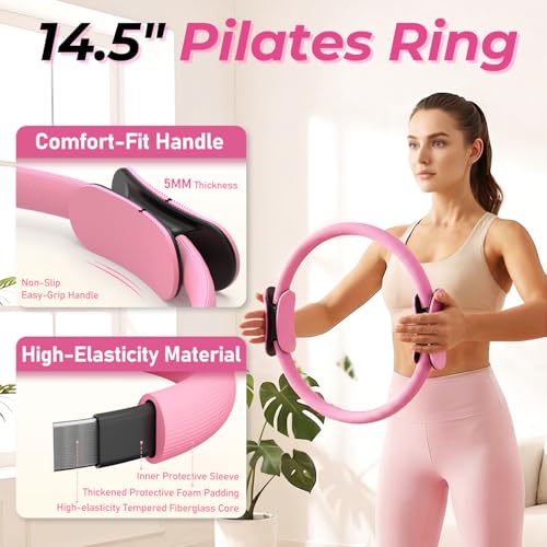 Pilates Kit for Home Workout, All-in-One Yoga Pilates Equipment with 14.5" Pilate Ring and Small Exercise Ball Set, Pilates Essentials for Women at Home - view 3
