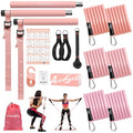 Upgraded Pilates Bar Kit with Resistance Bands Natural Latex for Women & Men, Heavy-Duty Stainless Steel Multifunctional Yoga Pilates Stick for Home Gym Exercise Fitness Equipment Full-Body Workouts