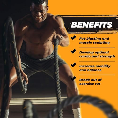 Yes4All 1.5/2 Inch Battle Ropes with Extra Protective Sleeve, Workout Ropes for Cross-Training Home Gym & Fitness Exercises, Strength Training - 30,40,50 Feet Lengths Available - view 4