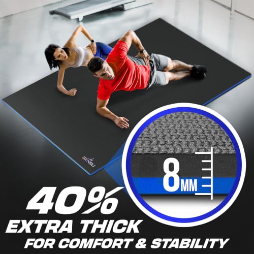 Large Exercise Mat – Extra Thick Non-Slip Workout Mat for Home Gym, Durable Shoe-Friendly Fitness Mat for Strength Training, Stretching, Cardio, and Balance Workouts (Multiple Sizes) - view 4