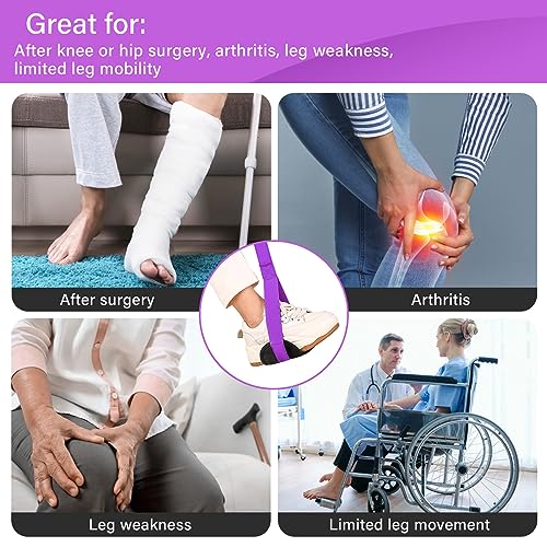39'' Long Leg Lifter Strap with Padded Handgrips and Feet Loop,Rigid Leg Lifter Hip&Knee Replacement Surgery Recovery Kit,Mobility Aids Foot Lifter Easily Get in and Out of Bed,Car,Wheelchair - view 3