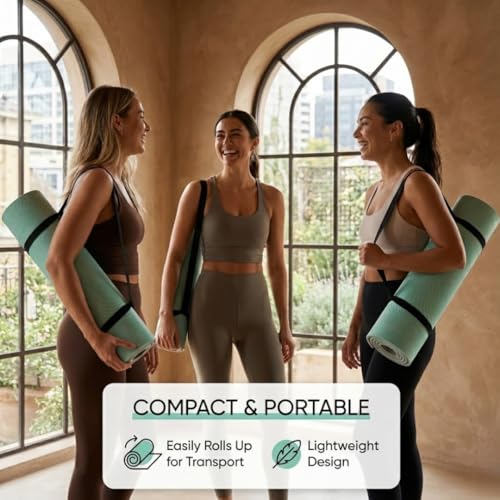 TPE Yoga Mat (72" x 24" x 5mm) - Cruise Color Non-Slip Workout Mat with Alignment Lines for Women & Men - Durable, Eco-Friendly, Latex-Free Exercise Mat for Home, Pilates & Fitness - view 4