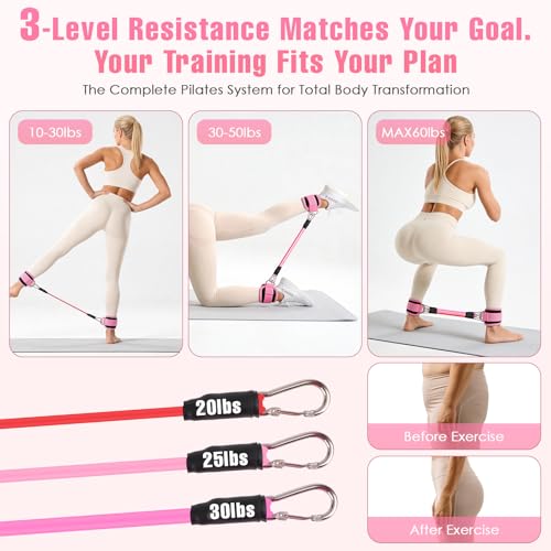 Pilates Kit, Pilates Equipment for Home Workouts, Home Pilates Essentials Kit for Women with Pilates Ring and Ball Set, Socks, Ankle Resistance Bands with Cuffs, Resistance Band and Massage Ball - view 4
