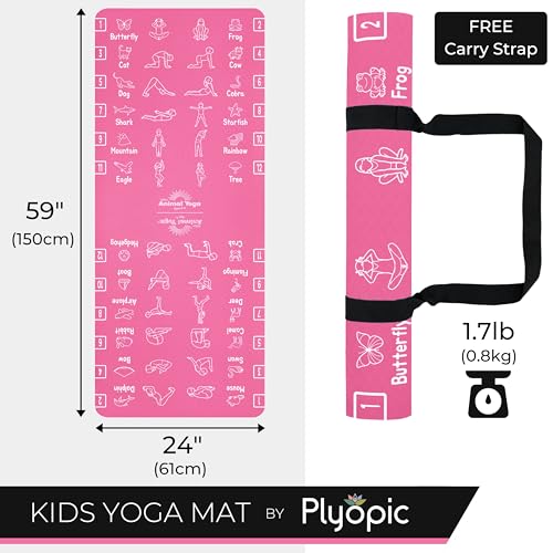 Kids Yoga Mat - Non-Slip Lightweight TPE Exercise Mat - Ideal for Boys & Girls (Ages 3-12), Toddlers & Children in Kindergarten, Preschool, School. PVC Free. 6mm Thick. Carry Strap - view 2