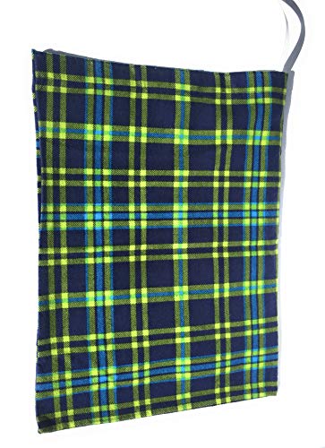 Heating Pad Replacement Cover, Fits 12 X 15 Electric Heating Pads Cotton Flannel (Lime and Blue Plaid)