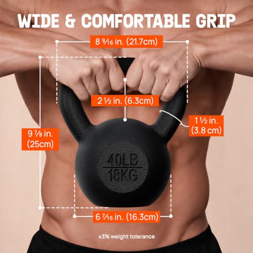 Cast Iron Kettlebell, 5-80 Lb Solid One-Piece Design - view 3