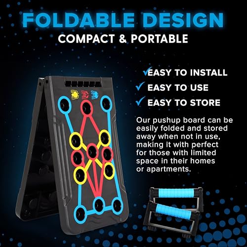 Foldable Push Up Board - Home Workout Equipment with Color-Coded System - Multi-Functional Push-Up Stands for Strength Training, Chest, Arms & Core - Portable Gym for Men & Women - view 4