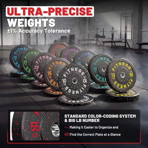 20-650lbs Bumper Plates 2" Weight Plates Barbell Weightlifting - view 5