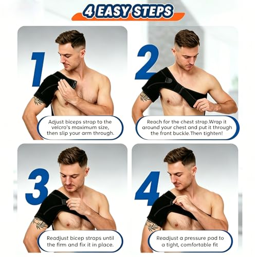 Shoulder Brace for Men and Women for Torn Rotator Cuff,Arm Sling Shoulder Immobilizer,Shoulders Compression Sleeve and Support For Pain Relief(Black) - view 4