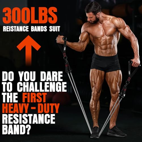 Heavy Resistance Bands for Working Out, 300LBS Exercise Bands with Handles - view 5