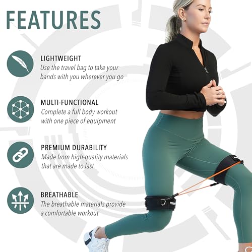 Kinetic Bands - Leg Speed Resistance Bands - Performance/Fitness Training - 4 Resistance Levels, Stretch Strap, Digital Training Series (Red, Orange, Green, Blue - Ages 13 & Over) - view 4