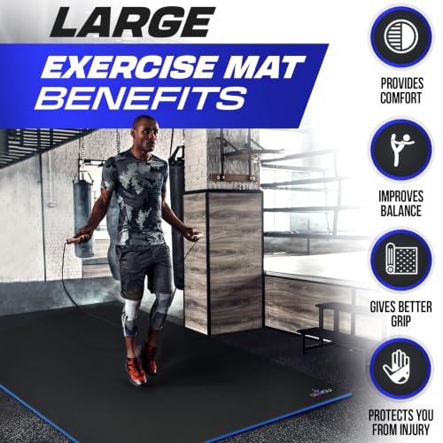 Large Exercise Mat – Extra Thick Non-Slip Workout Mat for Home Gym, Durable Shoe-Friendly Fitness Mat for Strength Training, Stretching, Cardio, and Balance Workouts (Multiple Sizes) - view 3