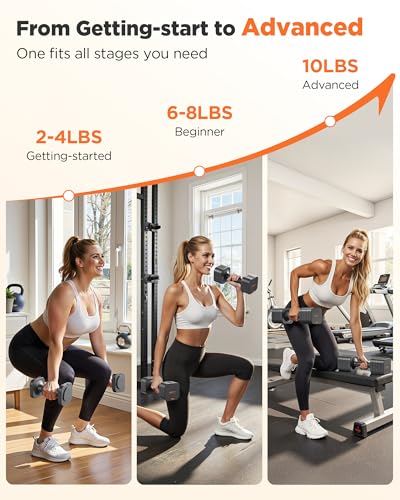 DB3 5-in-1 Adjustable Dumbbell Set, 6LB/10LB Pair Adjustable Weights for Women at Home, Dual Locking Stable Hand Weights with TPU Soft Handle, Home Gym, Rehab, Pilates, Yoga, Strength Training - view 4