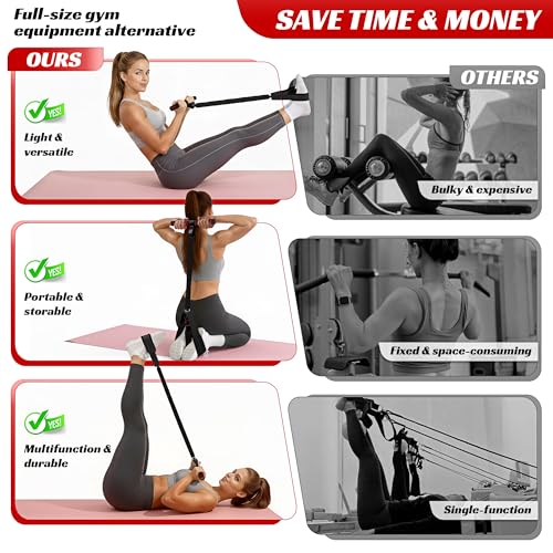 Multifunction Pedal Resistance Band with Handle, 50LBS Foot Pedal Resistance Bands for Core/ABS, Arm, Waist, Abdomen, Leg Workout, Portable Sit Up Exercise Equipment for Women - view 5