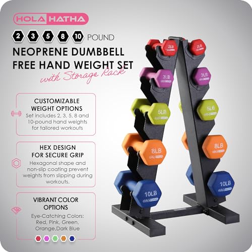 1, 2 and 3 lb Neoprene Dumbbell Strength Training Weight Set with Rack - view 2