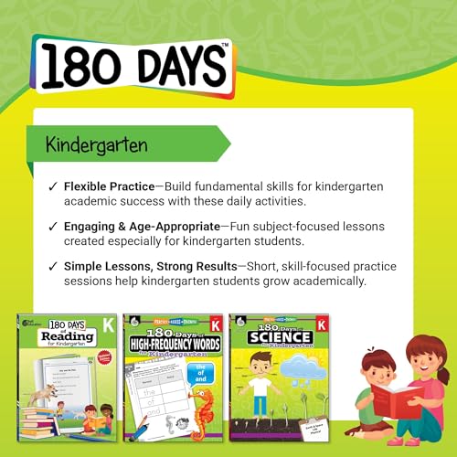 180 Days: Grade K Bundle Enhance Kindergarten Learning with 180 Days of Practice 4 Book Bundle: Daily Reading, Writing, Grammar, and Math Practice Sheets with Assessments - view 2