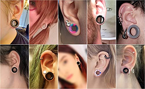 20/28pcs Ear Tunnels Plugs Stretching-kit Set : Hollow Hard/Soft Silicone Double Flare Plugs and Tunnels Ear Expander Gauges Stretcher Body Piercing Jewelry - view 5