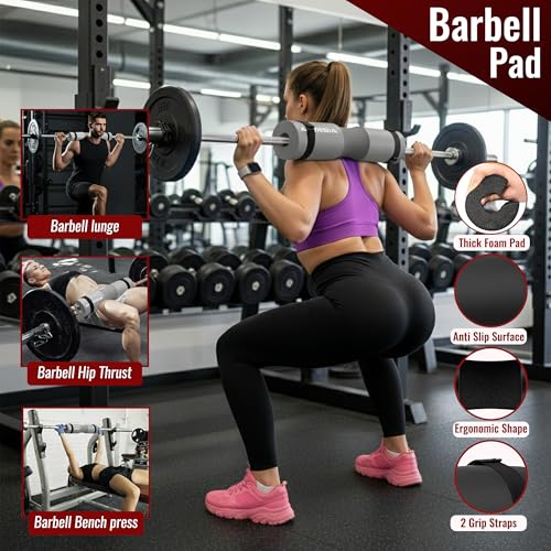 10 in 1 Barbell Pad Set for Squats & Hip Thrust – Barbell Pad with Resistance Bands, Lifting Straps, Ankle Straps & Barbell Clamps – Weightlifting Accessories Kit for Home Gym - view 5